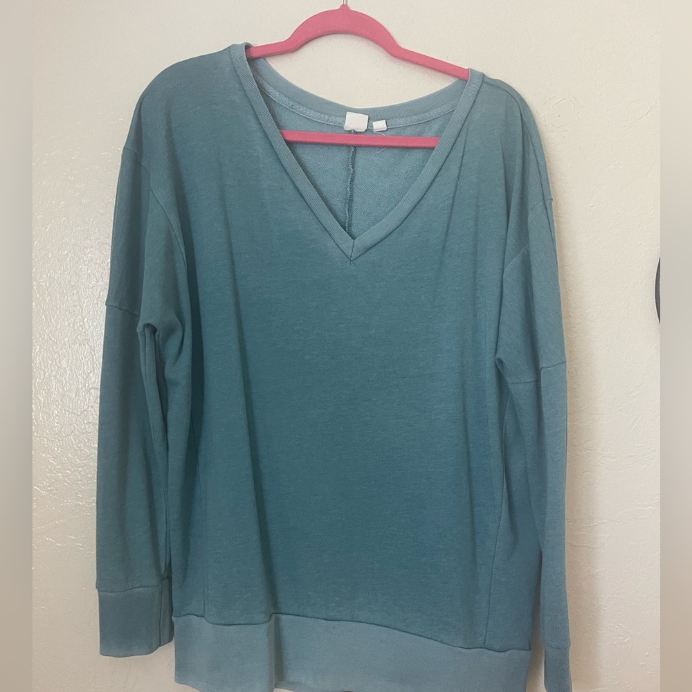 Very thin light sweatshirt, almost like terry inside